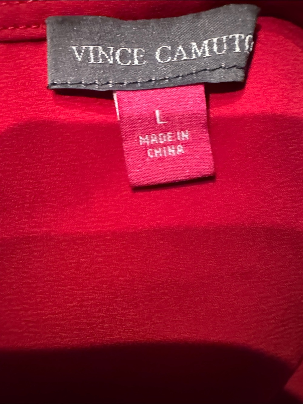 Vince Camuto Red V-Neck Button Peplum Blouse with Bell Sleeves - Picture 7 of 7